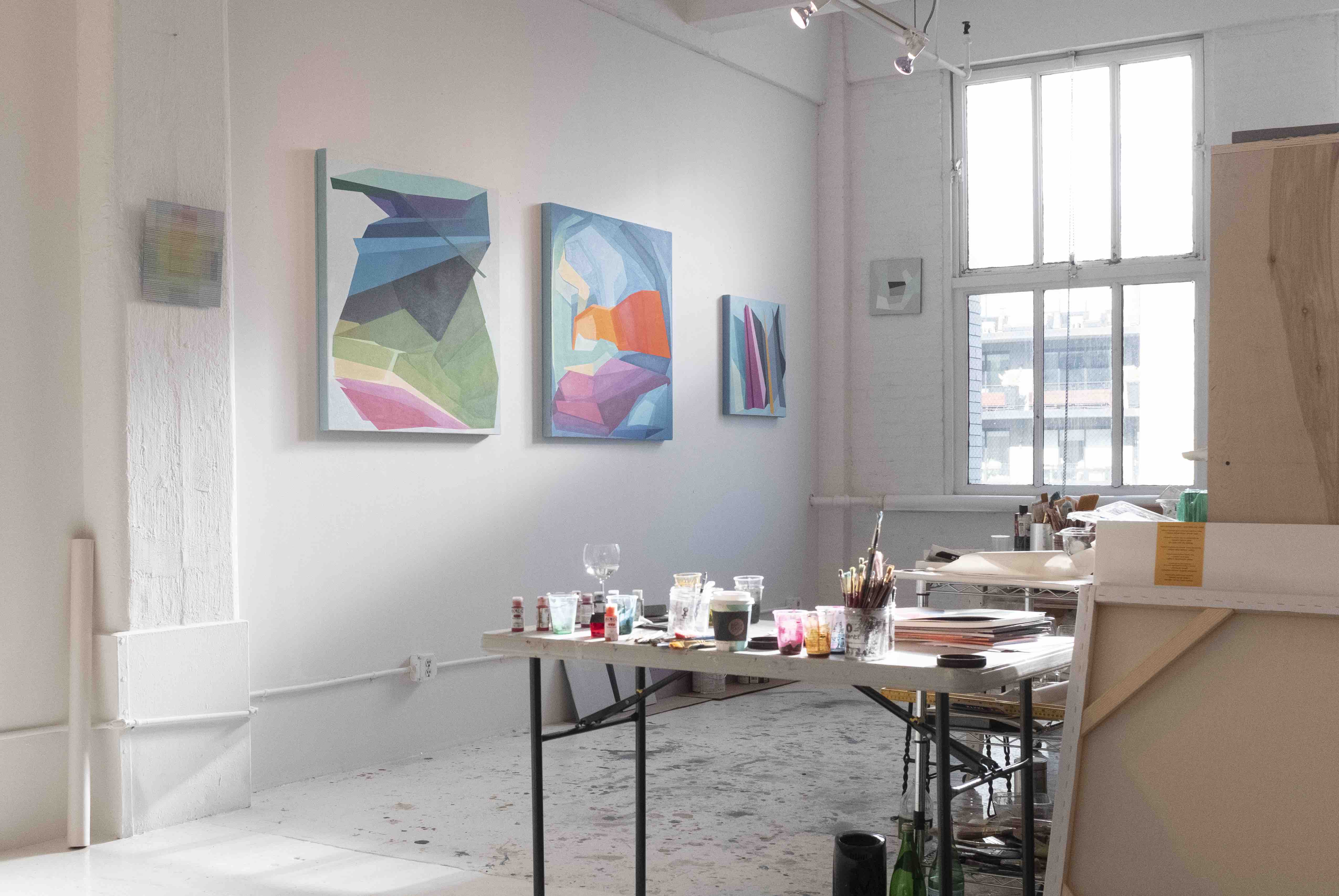 Abstract artist Kati Vilim's art studio in Chelsea New York