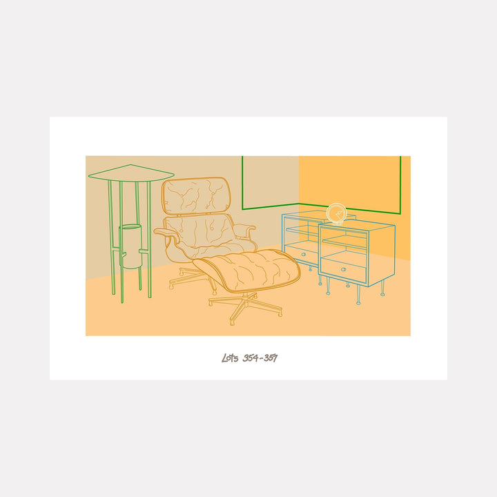 The artwork AUCTION RETRO 5 - LOTS 354-357 , COZY CORNER - ORANGE, by Lauder Bowden