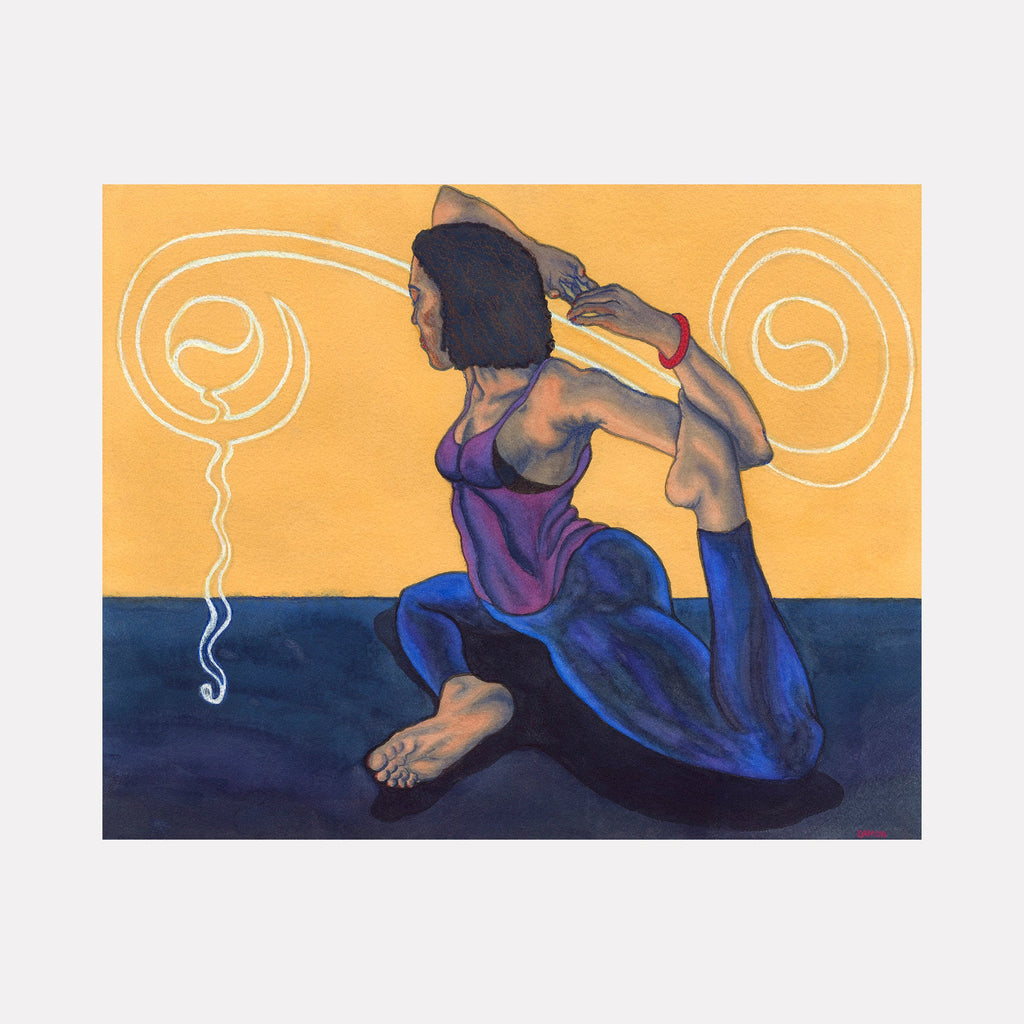 The artwork Mermaid Pose: Eka Pada Rajakpotasana, by Damon Powell
