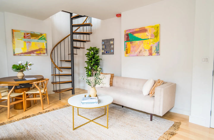 Contemporary art rental in a modern apartment living room