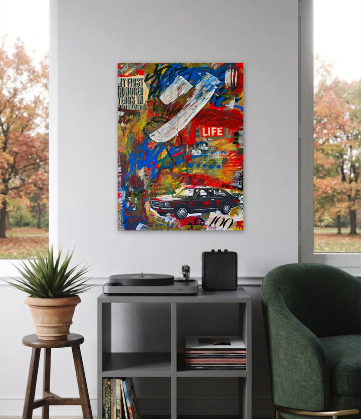 The artwork, First 100 Years, by Tiff Urquhart, displayed in a room.