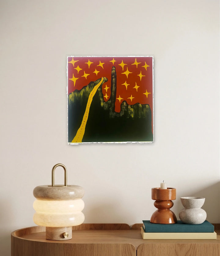 The artwork, Road to the Stars, by Sunny Chapman, displayed in a room.