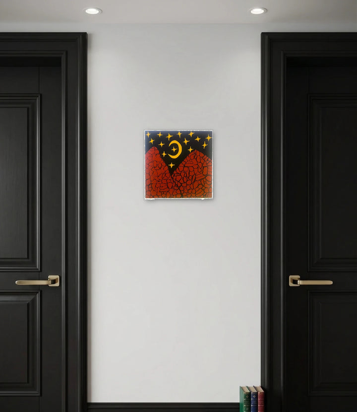 The artwork, Mountain Moon , by Sunny Chapman, displayed in a room.