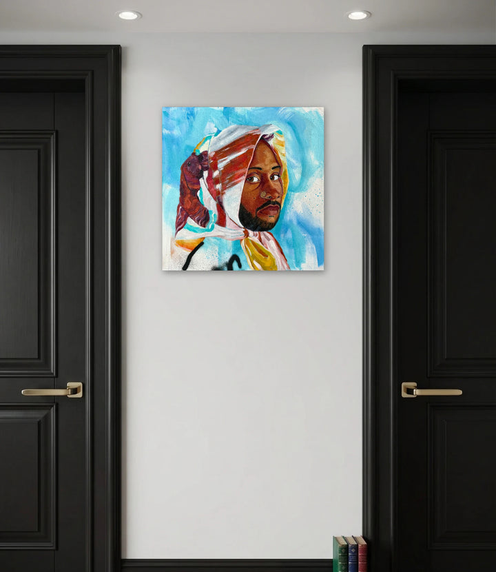 The artwork, Boundless Soul, by Chanelle René, displayed in a room.