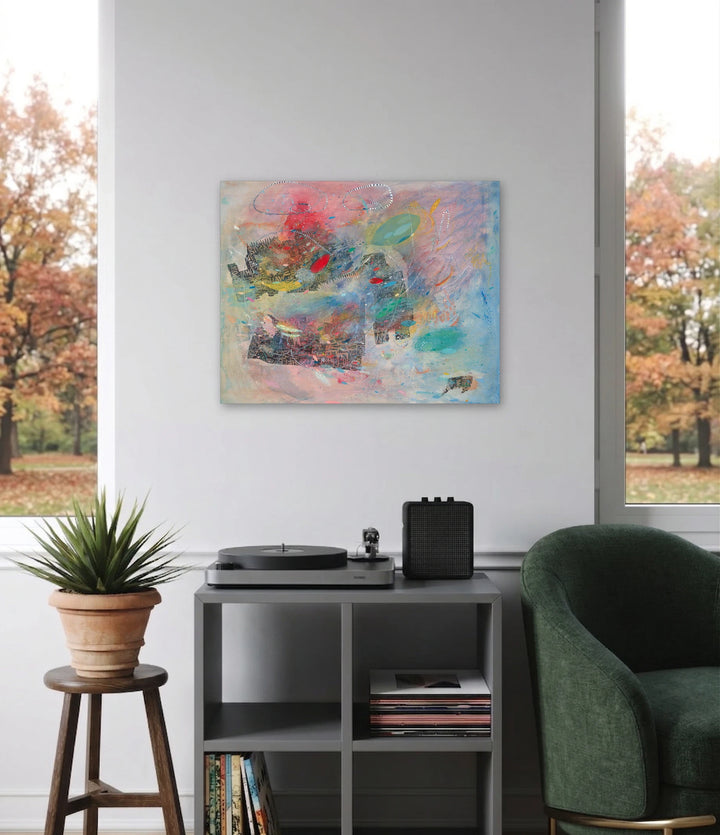 The artwork, Pinky, by Amy Decker, displayed in a room.