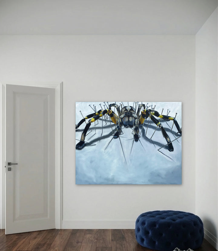 The artwork, Acceptance, 59 Pins., by Jessica Preble, displayed in a room.