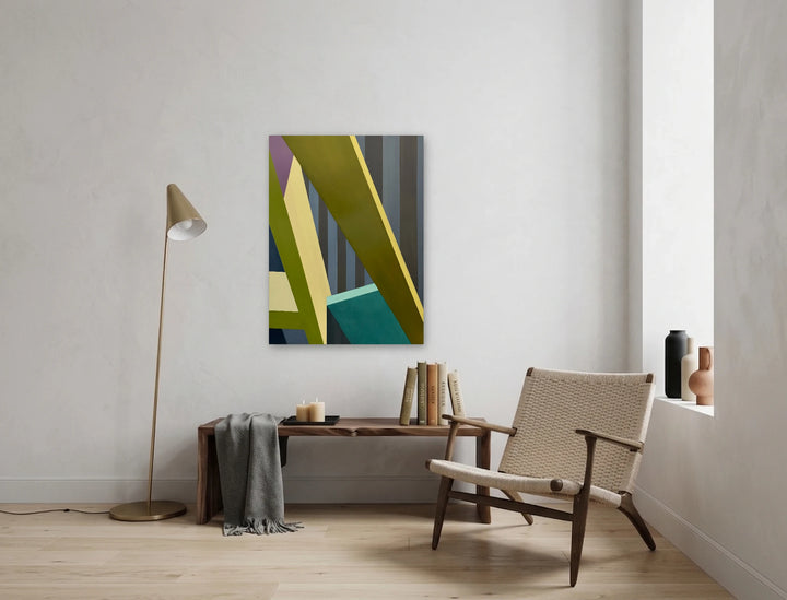 The artwork, Elevated Highways at Dusk, by Allan Gorman, displayed in a room.