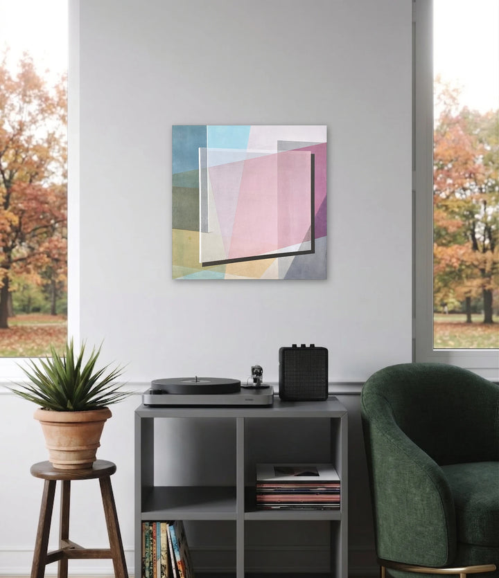 The artwork, Imaginary Triptych – Right Panel, by Allan Gorman, displayed in a room.