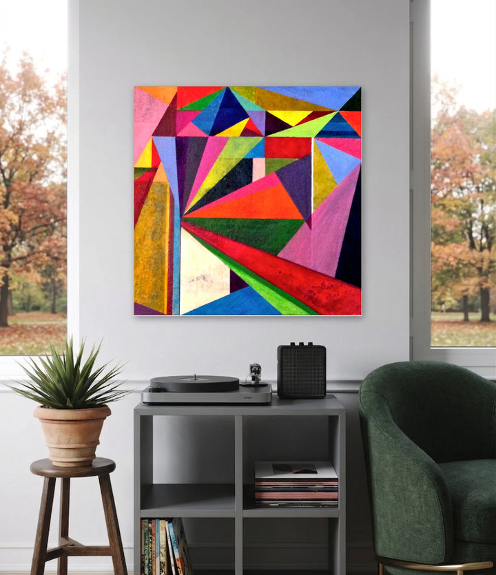 The artwork, Carnival, by Benna Holden, displayed in a room.