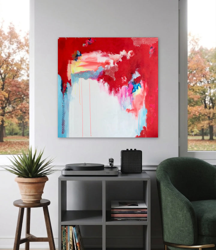 The artwork, Life is a Circus, by Benna Holden, displayed in a room.
