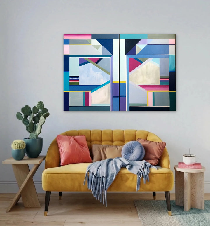 The artwork, Linear Painting 5, by Benna Holden, displayed in a room.