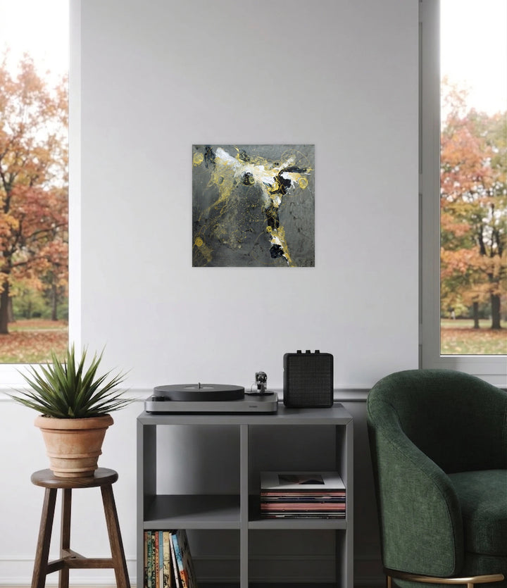 The artwork, En Pointe, by Carla Forrest, displayed in a room.