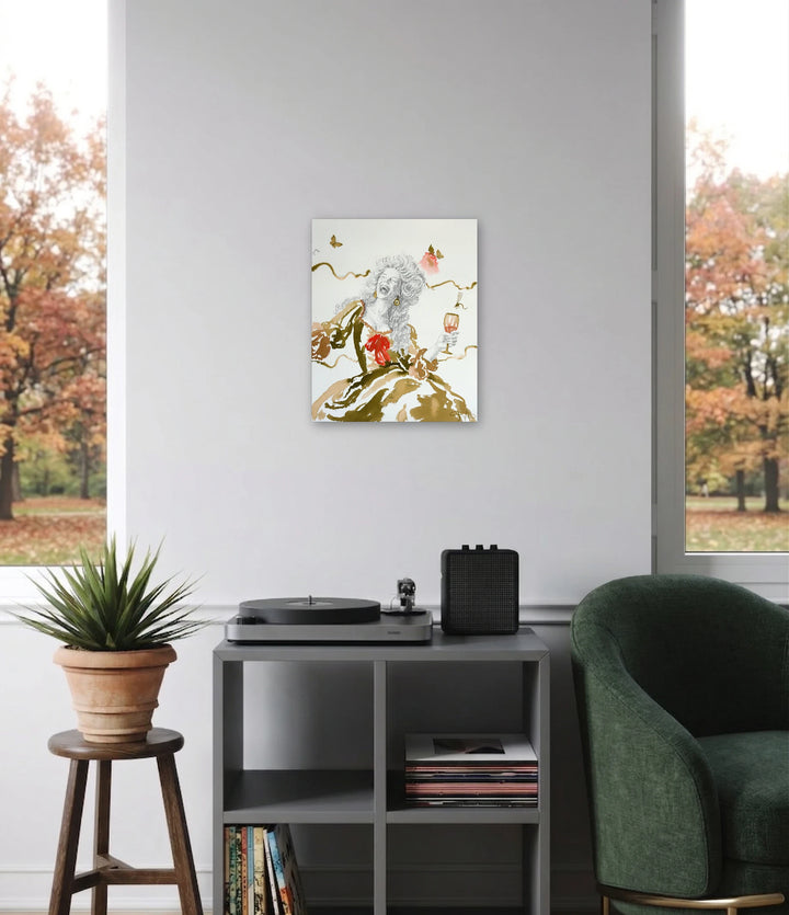 The artwork, A Delightful Smile II, by Carlos Gamez de Francisco, displayed in a room.
