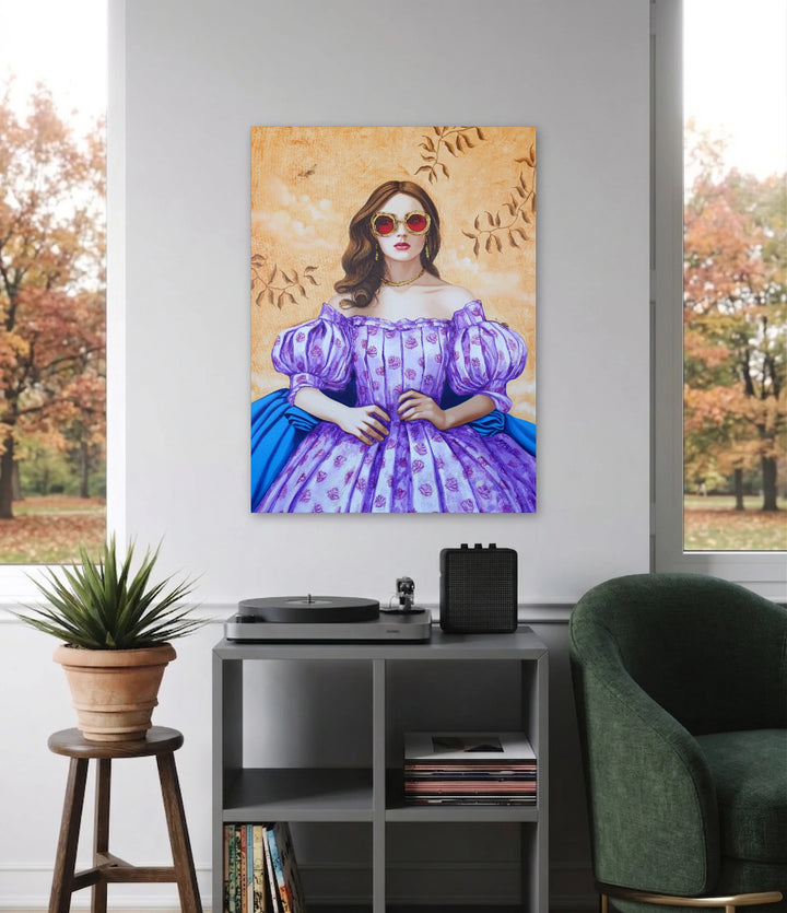 The artwork, Fashion Essentials I, by Carlos Gamez de Francisco, displayed in a room.