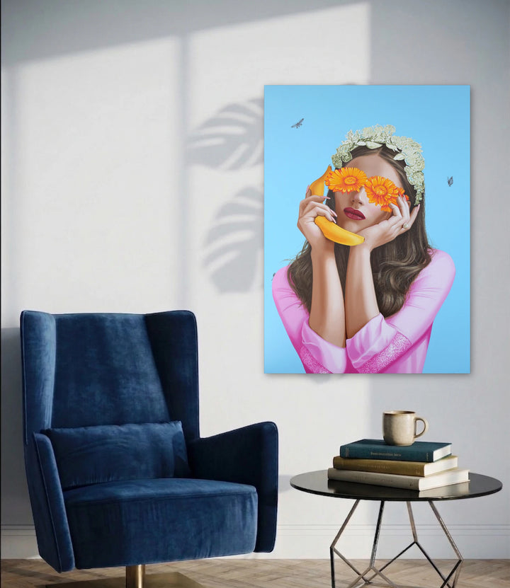 The artwork, Telephone Talk, by Carlos Gamez de Francisco, displayed in a room.
