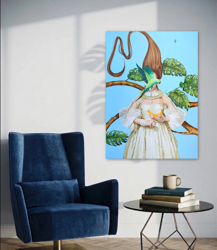 The artwork, Tropical Weather I, by Carlos Gamez de Francisco, displayed in a room.
