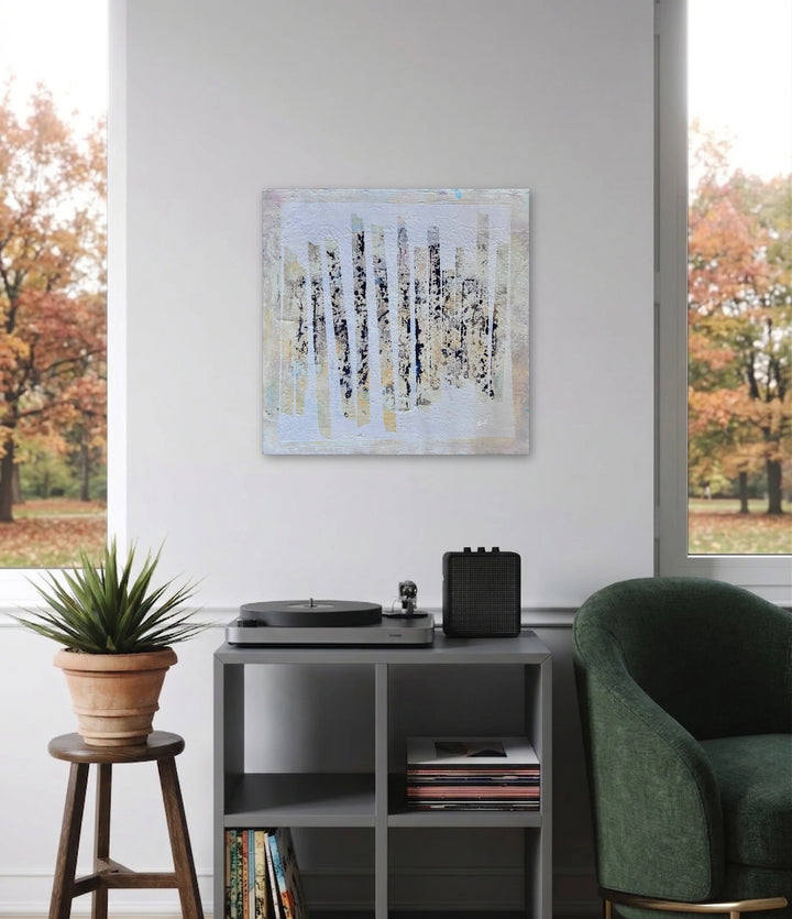 The artwork, Chalk Cadence, by Stella Michaels, displayed in a room.