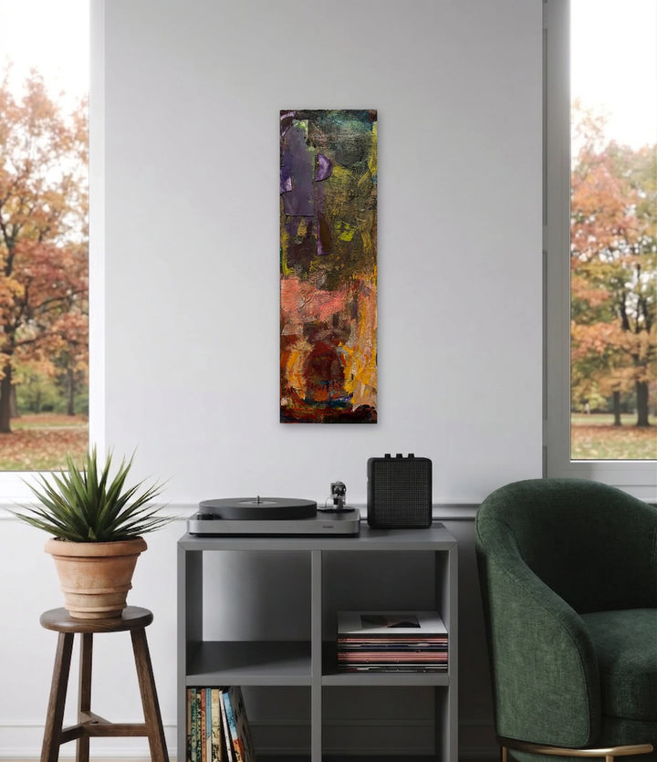 The artwork, Hybrid World, by Christopher Blyth, displayed in a room.