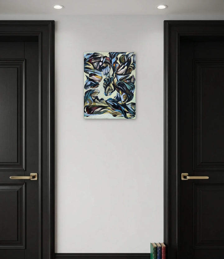 The artwork, Gargoyle, by David Louis Cintron, displayed in a room.