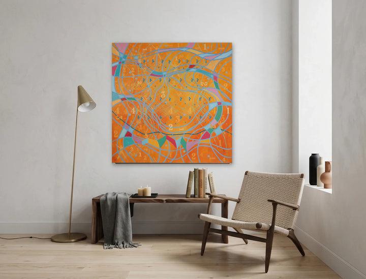The artwork, Circuitous Route, by Sabre Esler, displayed in a room.