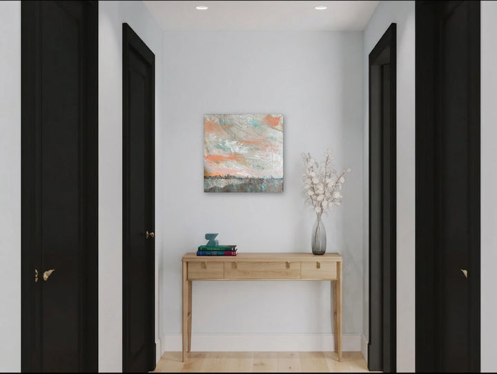 The artwork, City Sunset, by Tammy Kushnir, displayed in a room.