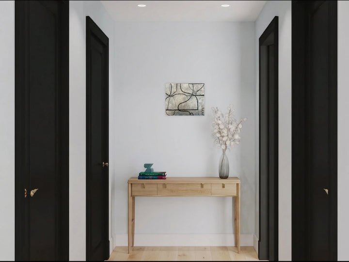 The artwork, Loopy Series No. 17, by Janice La Motta, displayed in a room.