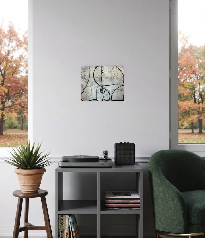 The artwork, Loopy Series No. 18, by Janice La Motta, displayed in a room.