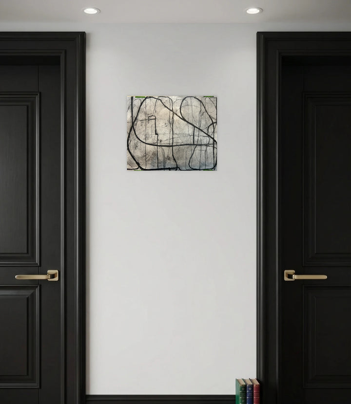 The artwork, Loopy Series No. 5, by Janice La Motta, displayed in a room.