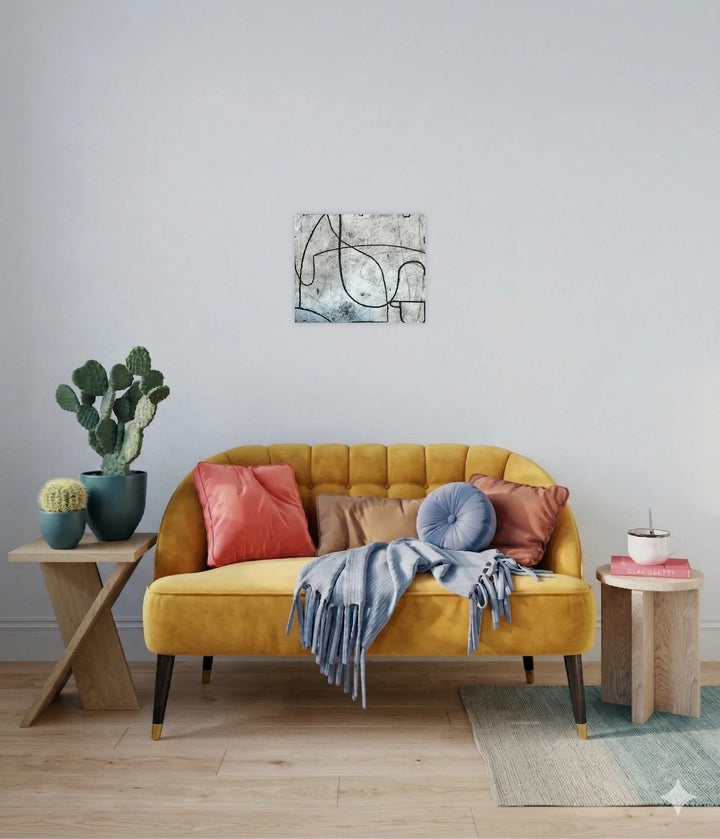 The artwork, Loopy Series No. 25, by Janice La Motta, displayed in a room.