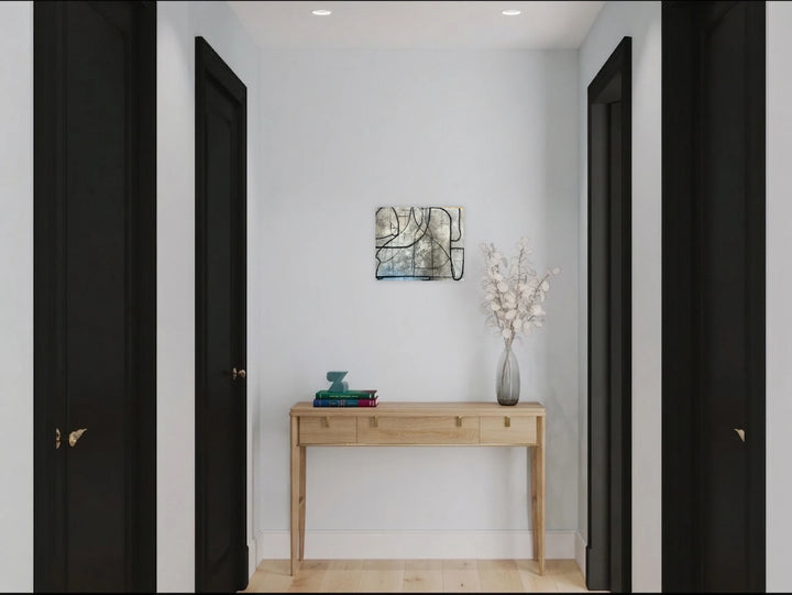 The artwork, Loopy Series No. 11, by Janice La Motta, displayed in a room.