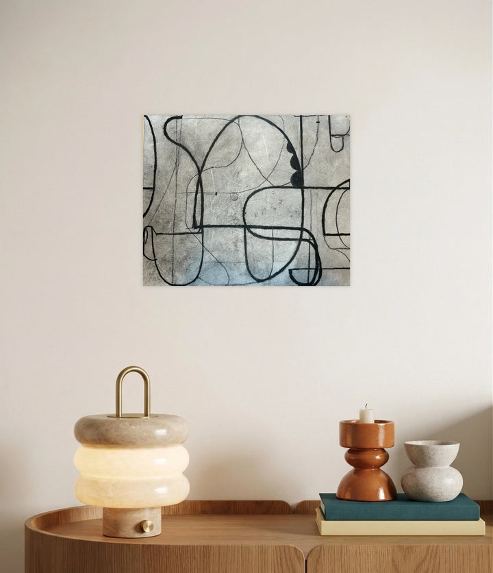 The artwork, Loopy Series No. 14, by Janice La Motta, displayed in a room.