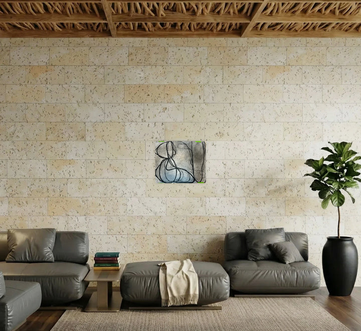 The artwork, Loopy Series No. 6, by Janice La Motta, displayed in a room.