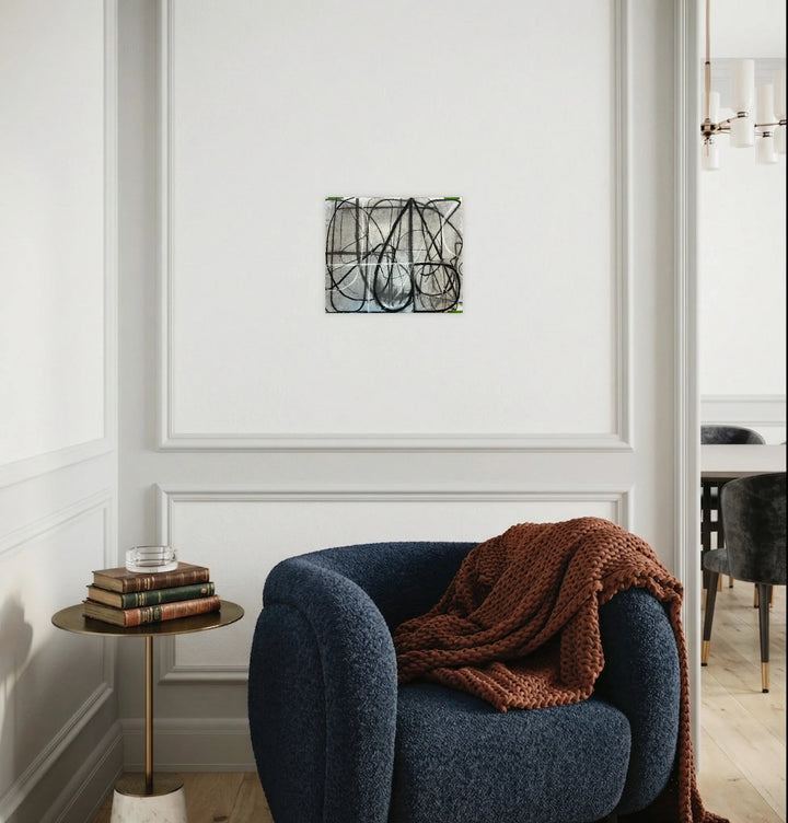 The artwork, Loopy Series No. 1, by Janice La Motta, displayed in a room.