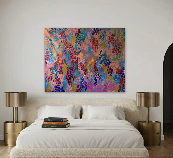 The artwork, Corn Consumption, by Tiff Urquhart, displayed in a room.