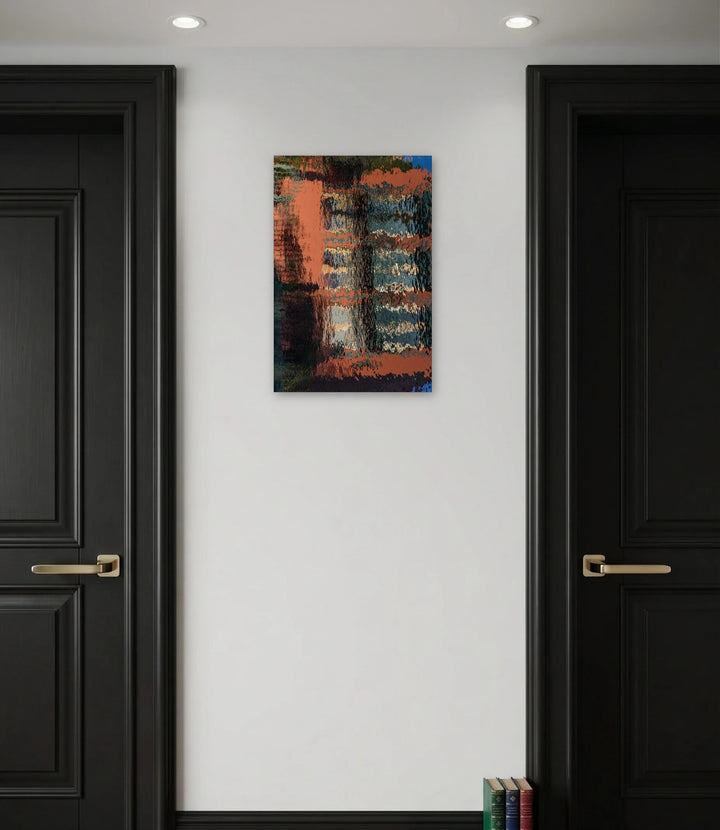 The artwork, Brick, by Dolores Lusitana, displayed in a room.