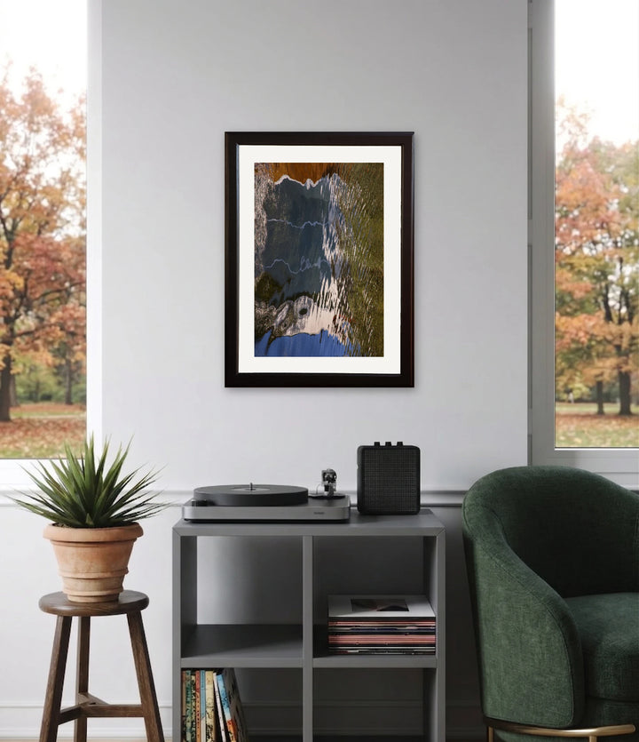 The artwork, Seagull, by Dolores Lusitana, displayed in a room.
