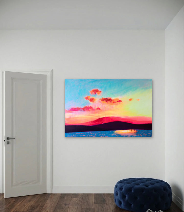 The artwork, Dingle Bay, by Melanie Kozol, displayed in a room.