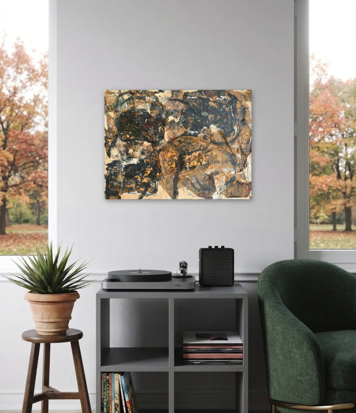 The artwork, Field, by Dionysia Adamopoulou, displayed in a room.