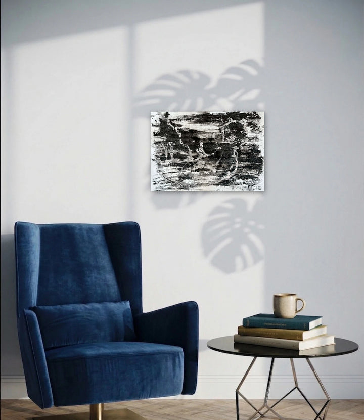 The artwork, Ghost II, by Dionysia Adamopoulou, displayed in a room.