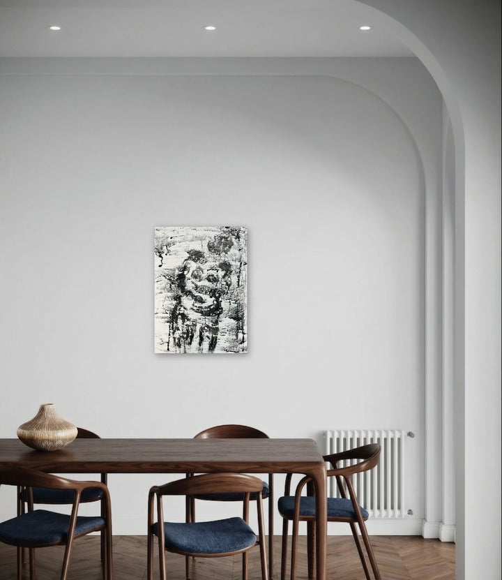 The artwork, Ghost I, by Dionysia Adamopoulou, displayed in a room.