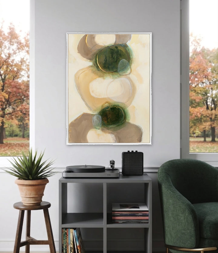 The artwork, Balance is Everything, by Ann Flemings, displayed in a room.