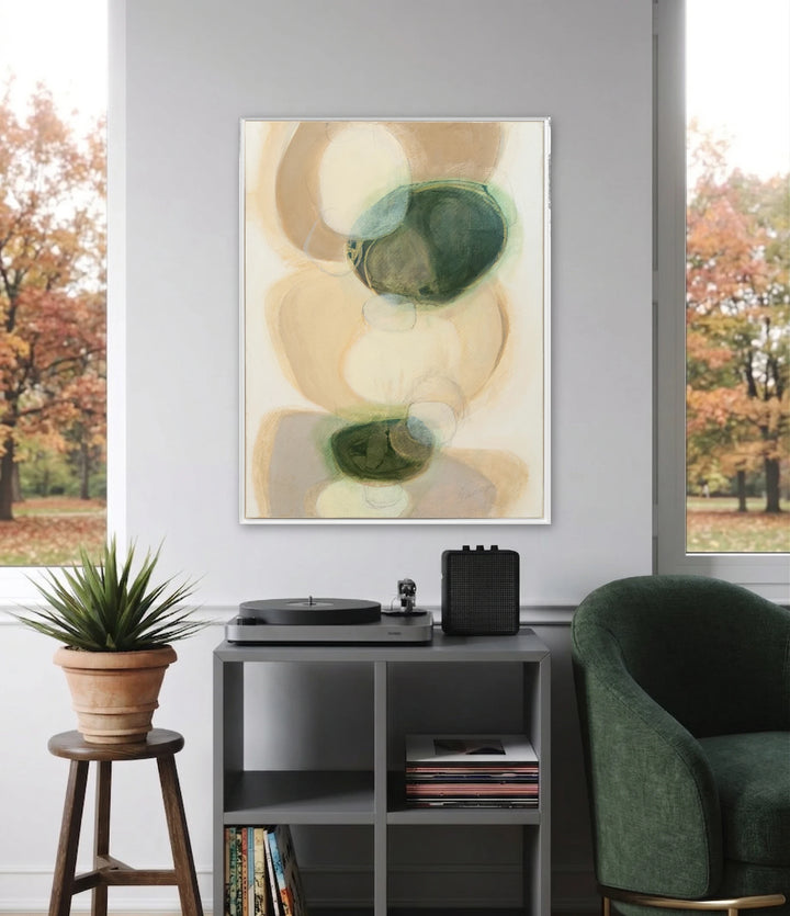 The artwork, Collaboration With Gravity, by Ann Flemings, displayed in a room.