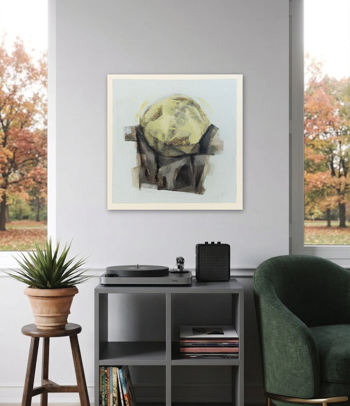 The artwork, Kenny, by Ann Flemings, displayed in a room.