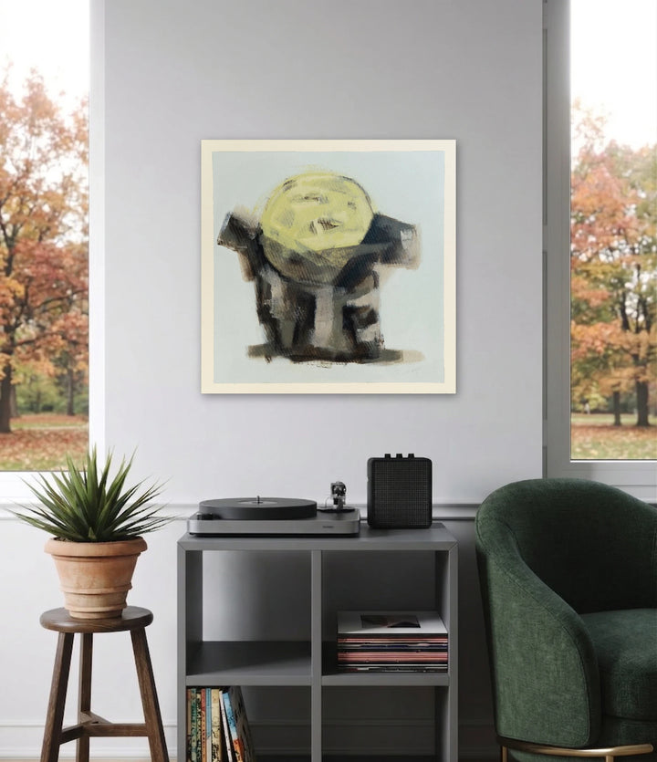 The artwork, Kyle, by Ann Flemings, displayed in a room.