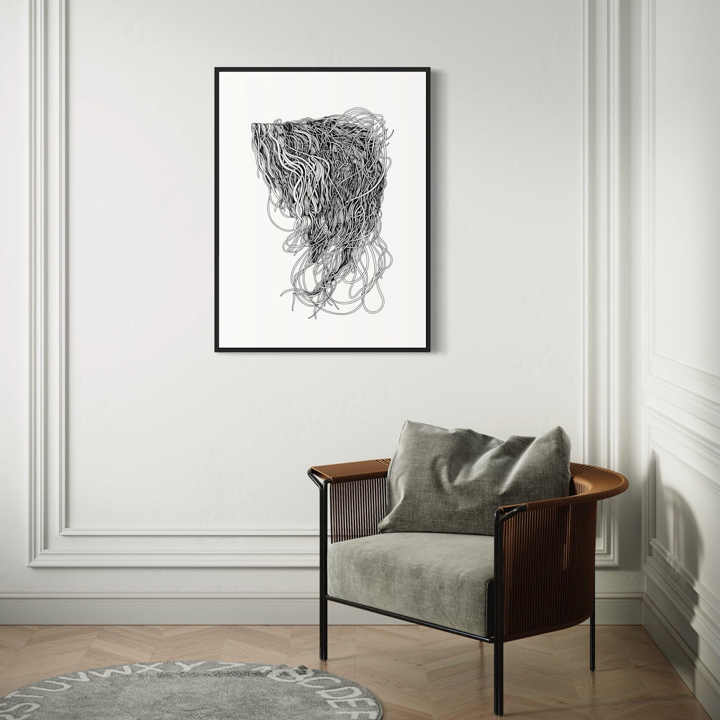 Light Gray Waterfall Linear Drawing