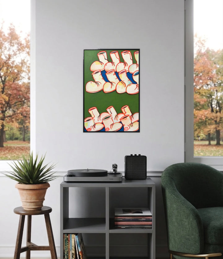 The artwork, Getaway Bike, by Evan Peltzman, displayed in a room.