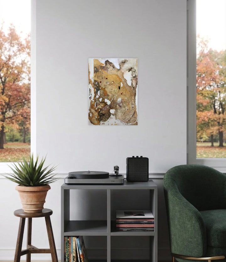 The artwork, Land Through #1, by Sinejan Kılıç Buchina, displayed in a room.