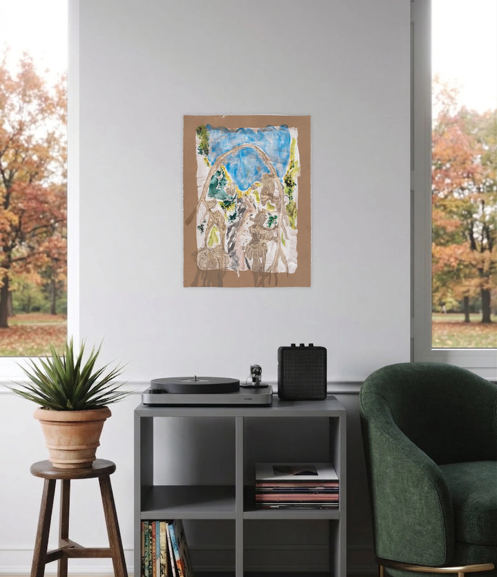 The artwork, Broken Bough, by Molly Herman, displayed in a room.