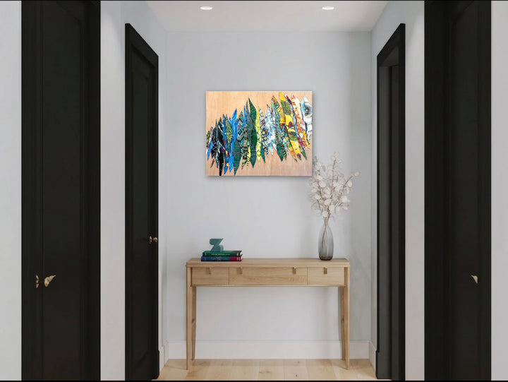 The artwork, Murmurs, by Christina Massey, displayed in a room.