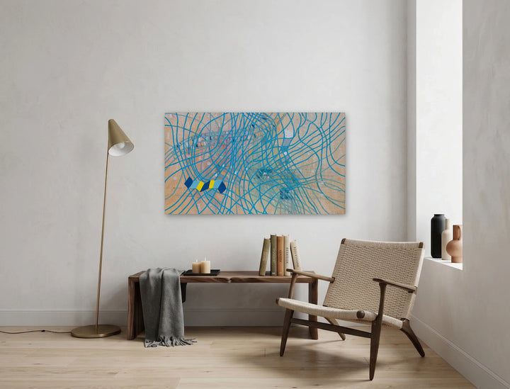 The artwork, Processing the Answer, by Sabre Esler, displayed in a room.